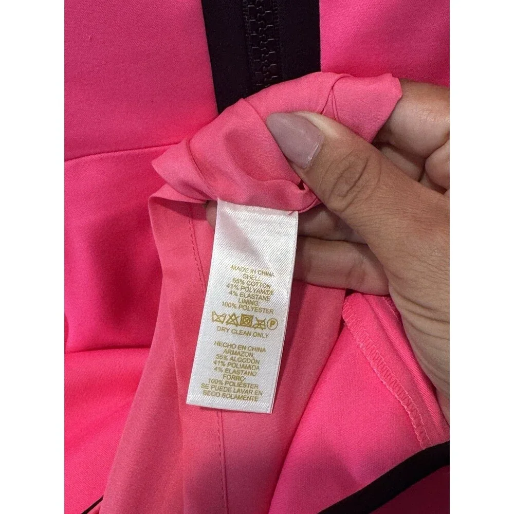 Kate Spade Carol Fit Flare Dress Size 2 Hot Pink Sleeveless Pockets Piped Trim